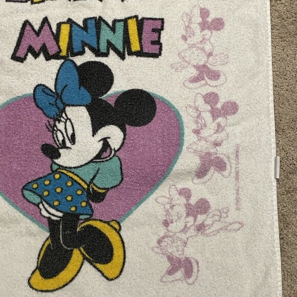 Vintage Disney Minnie Bath Towel Love Hearts 100% Cotton 39X23" Cannon USA - Picture 4 of 8